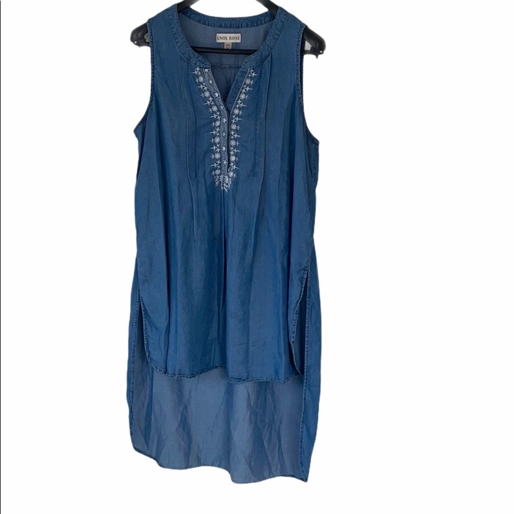 Knox Rose Denim Chambray Embroidery Tunic XXL